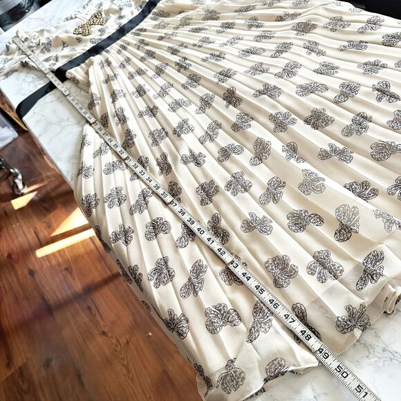 NWOT Saloni Denise Bow Print Silk Midi Dress Cream & Black Women's Size 2 - Picture 14 of 15
